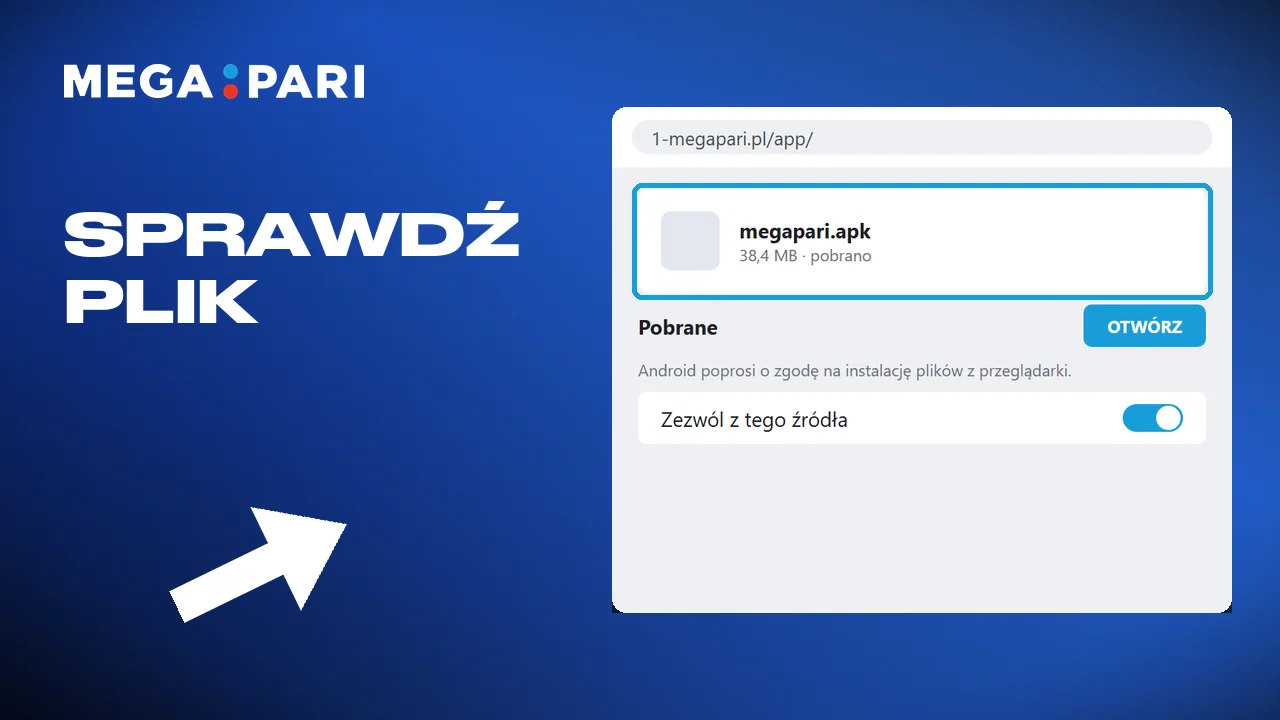 Sprawdzenie, czy plik APK Megapari pobrał się w całości