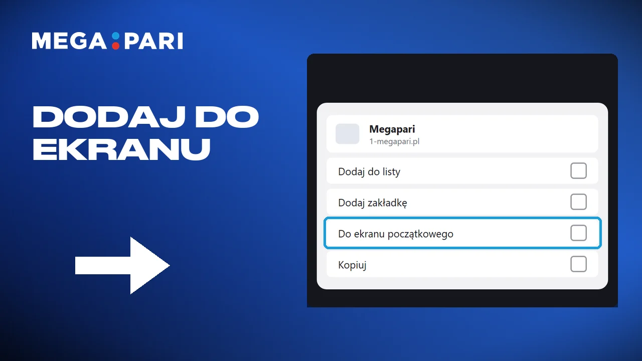 Dodanie strony Megapari do ekranu głównego