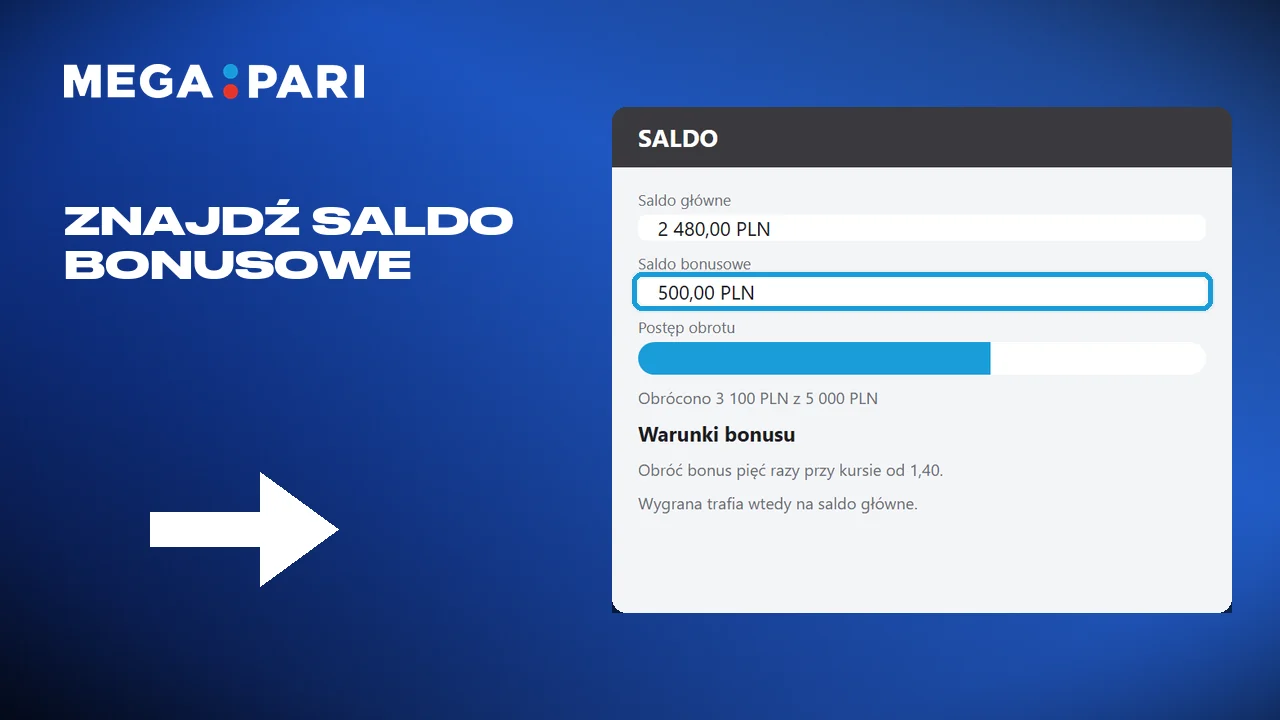 Przyznany bonus stoi obok salda głównego