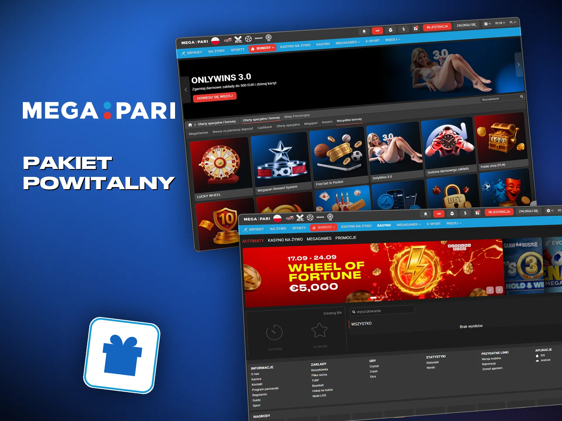 Bonus sportowy Megapari przyznawany przy pierwszej wpłacie